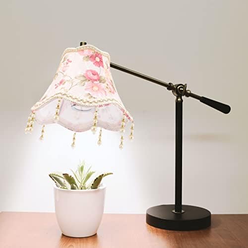 Lâmpada de lâmpada de tecido Osaladi Sombra vintage Sombra vintage Sombras de lâmpada de sino em forma de sino com borla para lâmpada de mesa e luminária de lâmpada de transição da luz do chaleira