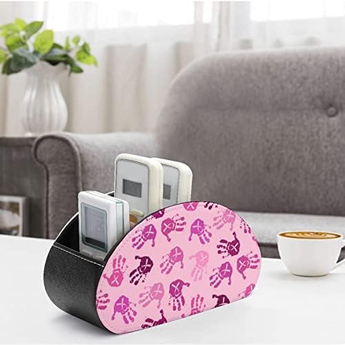 A conscientização do câncer rosa Baby's Hand Modern Remote Control titular com 5 Compartamentos PU Organizador de Office Muti-funcional de couro PU Organizador de armazenamento de mesa