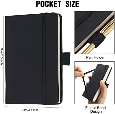 7 Pocket Pocket Notebook Journal Small Mini Notebooks Bloco de notas 3,5 x 5,5 polegadas capa dura pequena livro de notas de bolso com bolso interno e caneta mini governou o diário forrado para a escola de escritório