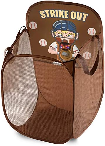 Kids Fun Led Baseball Light-Up Mesh pop-up cesto, economia de espaço dobrável e fáceis de armazenar, alças de transporte de