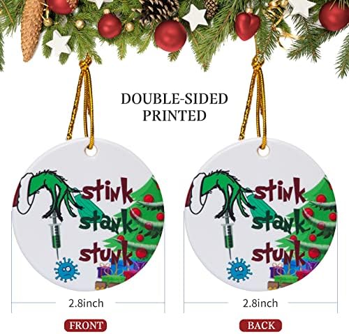 2022 Ornamentos de Natal Cerâmica Holding Pinging Holding Pinging, tema personalizado engraçado de Natal Ornamento com caixa