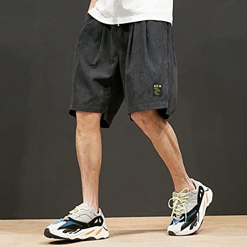 Calça capri de ubst masculina calça japonesa calça casual solta verão com bolsos elásticos de cordão elástico ajuste 3/4