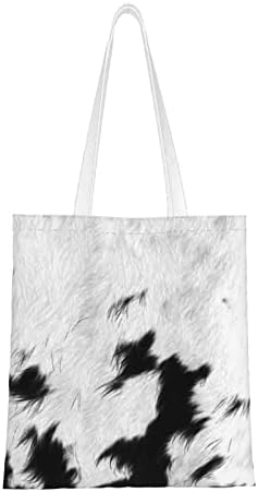 Bacha de impressão de vaca bzaxxqi, bolsa de ombro de couro de vaca para mulheres sacolas de compras reutilizáveis ​​bolsas