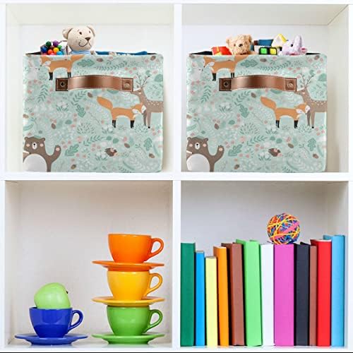 Xigua Animals Padrão Padrão de armazenamento retangular Bin Cesta de armazenamento quadrado com alças para casa, escritório, livros, berçário, brinquedos infantis, armário e lavanderia