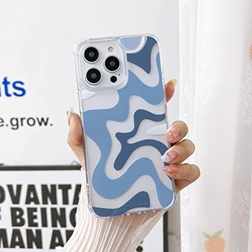 Ginkgonut Compatível com o iPhone 13 Pro Max Case, moda simples Caso de padrão ondulado fofo para mulheres meninas TPU macio+Caso de