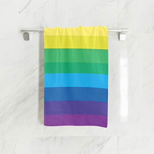 Alaza Microfiber Gym Towel Rainbow Stripes, pano de lavagem facial de fitness de secagem rápida 15 x 30 polegadas