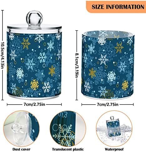 Alaza 2 Pack QTIP Dispensador Blue Snowflakes Bathrazer Bauts para bolas de algodão/swabs/almofadas/fio dental, frascos de boticário