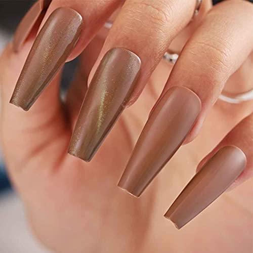 OUTYUA CATEYE GLOSSY Extra Long Fake Nails Ballerina acrílico Press