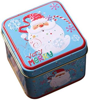 Caixa de doces de placa quadrada de Natal AMOSFUN Blue Papai Noel Caixa de presente
