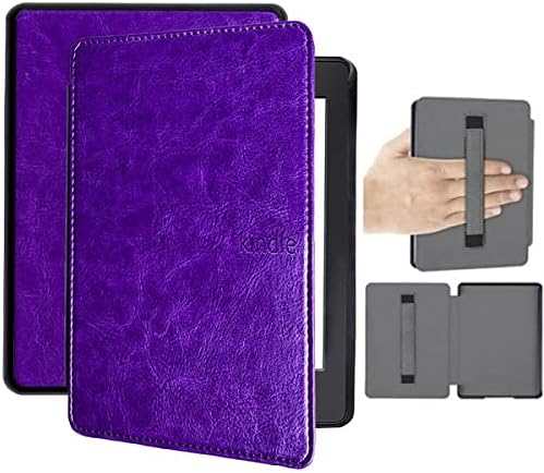Caso esbelto para Kindle Paperwhite 4 Kindle Paperwhite 2018 Modelo 10th Gen Ebook Reader Flip Leather Case com descanso de mão com estação automática/função de sono, roxo
