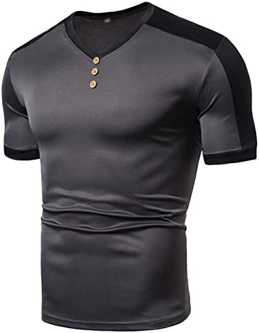 Button-up masculino V de pescoço Tops de moda carnuda casual de manga curta premium camiseta leve