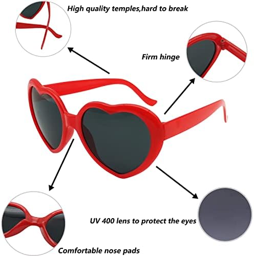 Óculos de sol em forma de coração midejacy para mulheres, óculos de coração da moda fofos copos de sol retrô taylor cupido festa