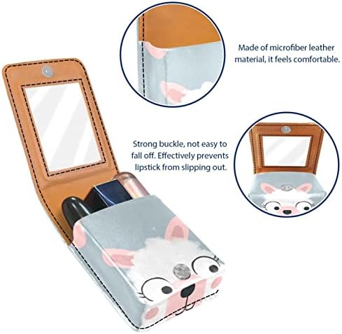 Mini maquiagem de Oryuekan com espelho, bolsa de embreagem Leatherette Lipstick Case, Cartoon Animal Llama Alpaca Lovely