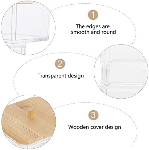 3pcs almofadas cobrem a tampa da pele balas de madeira Tabelas de cosméticos Q- TIPs de madeira clara e swab de rack para quadrado
