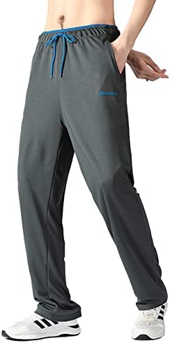 Favmartha Men's Sweats com zíper bolsos abertos calças de corredores atléticos para corrida, treino, academia, corrida,