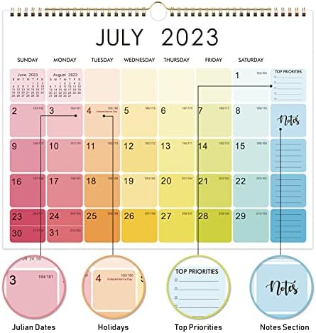 2023-2024 Calendário - 2023-2024 Calendário de parede de julho de 2023 - dezembro de 2024 com papel grosso, 15 x 11,5, perfeito
