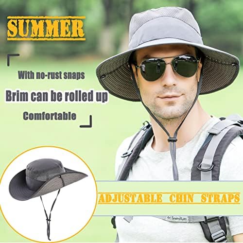Aenmt Sun Hat for Men/Mulheres, Chapéu de Bucket de Proteção UV ampla, chapéu de boonie masculino à prova d'água para pescar na praia