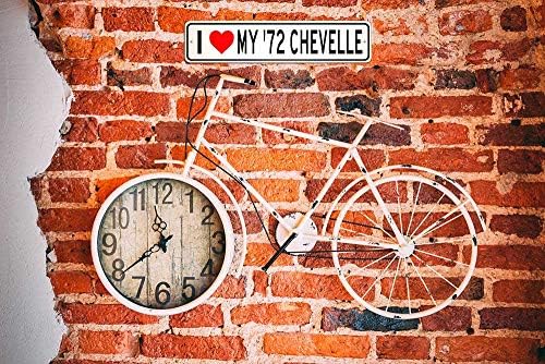 1972 72 Chevy Chevelle eu amo meu carro de alumínio, decoração de parede de garagem, sinal de caverna - 4x18 polegadas
