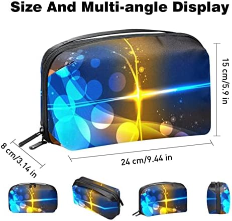 Organizador eletrônico, bolsa de higiene pessoal, organizador do carregador, organizador de cabo de viagem, padrão azul de bolha amarela