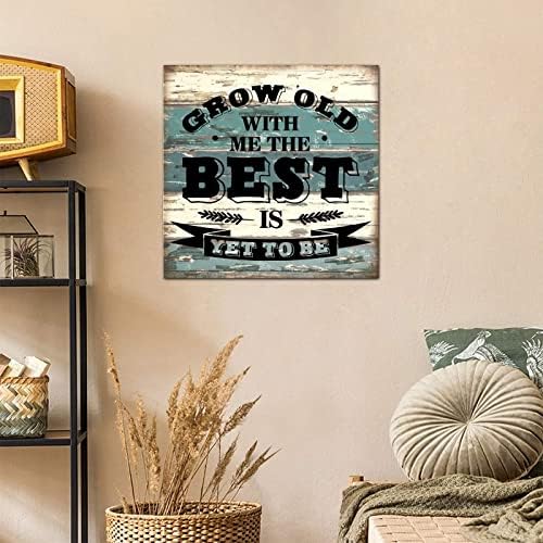 16x16in Wood Sign Citações positivas envelhecem comigo o melhor ainda não foi para ser retro citações religiosas placa de