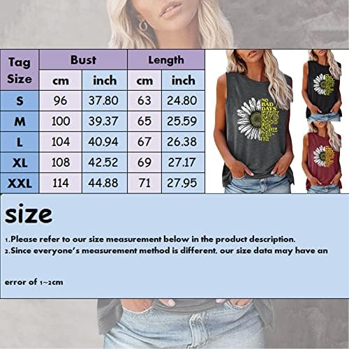 NYYBW Mulheres tampas de tanque, girassol fofo colete impresso camiseta sem mangas o pescoço treino blusa casual tanque de túnica camisetas de túnica