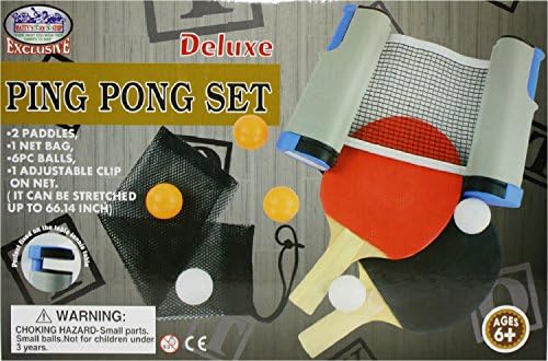 Matty's Toy Stop Deluxe Tennis Tennis para ir com rede totalmente ajustável, 2 pás, 6 bolas e malha de saco de armazenamento