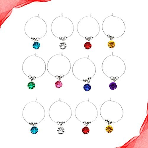 Doitool 16pcs Diamantes coloridos Ringue de vidro de vinho Identificar Rings Rings Mankers de vidro para restaurante