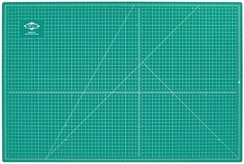 Alvin Cutting Tapete Profissional Autocução de autocura 24 x36 GBM2436 Verde/preto lados duplo-lados e grades de corte rotativo para artesanato, costura, tecido-24 x 36 polegadas