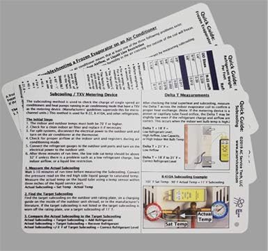Cartões de referência rápida de Tech Tech LLC de serviço AC LLC para carregamento e solução de problemas de refrigerante