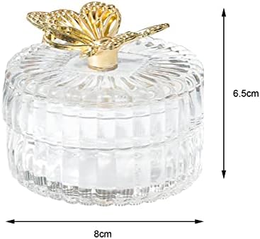 Pequena caixa de jóias com tampa, caixa de bugigangas de jóias para brincos de decoração de casa, transparente