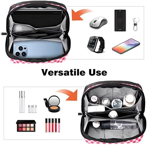 Bolsa de higiene pessoal Kit DOPP pendurado para homens resistentes a água para viajar, verifique a arte xadrez de arte rosa