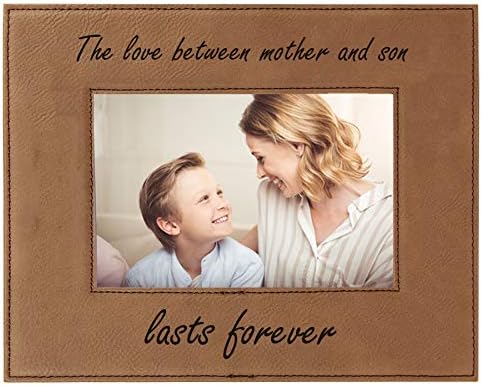 CustomGiftsNow O amor entre mãe e filho dura para sempre gravado Leatherette Leatherty Leatra de couro/comprimido Memorial