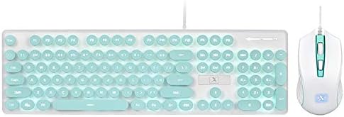 Combinamento de teclado e mouse com fio, 104 keys White LED LED LIDADO TENSAÇÃO PUNK Punk Teclado Ergonomic Pro Gaming Keyboard, Botões 1600dpi 4 Botões Ratinhos de jogos ópticos para laptop PC