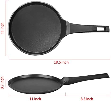 Cainfy Crepe Pan, frigideira de 11 polegadas para dosa tawa, panqueca de griddle, indução compatível com PFOA