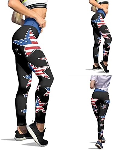 Bandeira americana 4 de julho Leggings feminino Tommes Controle EUA Flag listra estrela Slim Pants lápis esportivo trepes