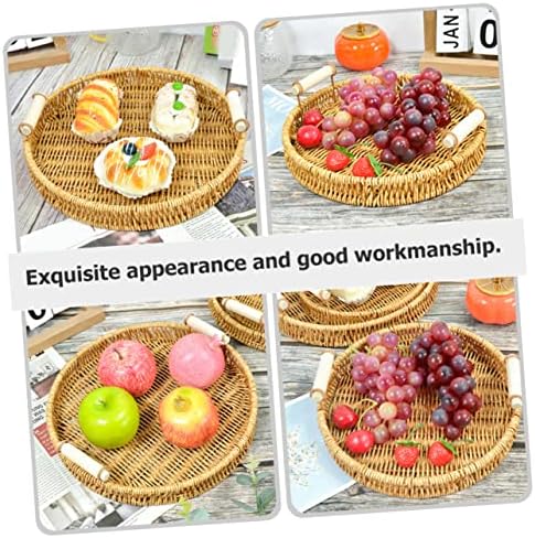 Bandeja decorativa Alipis 3pcs cesta de lanches de frutas cesta de cestas de frutas cestas de fruta tecido tecido tecido tecido de cesta de frutas imitação de vime de vime tecido pp cesto criativo khaki para tecer bandeja de vaidade