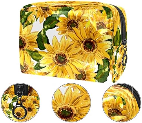 TBOUOBT SACOS COSMETOS PARA MULHERES, BACO DE BACA DE VIAGEM ORGANIZER ACESSÓRIOS DE BACA DE HOMELETA DE VIAGENS, SURNFOWER RETRO FLORAL