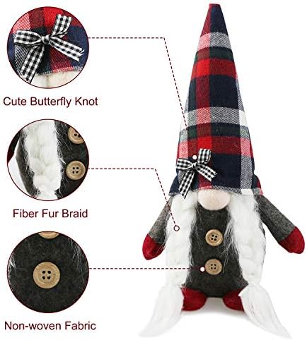 Decorações de elfo de pelúcia gnome de Natal - Sr. e Sra. Buffalo xas Férias de férias de férias de férias Scandinavian Tomte para