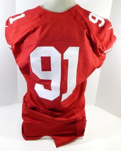 2015 San Francisco 49ers Arik Armstead #91 Jogo emitido Red Jersey 48 DP28480 - Jerseys de jogo NFL não assinado