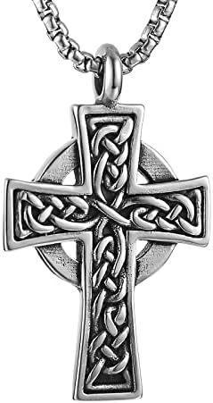 HZMAN Aço inoxidável Colar Celta Cross para homens Mulheres Vintage Viking Irish Knot Amulet Pingente Jóia Presente