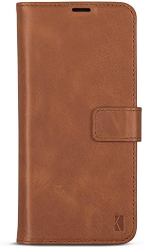 Galaxy S9 Plus Caso da carteira destacável Brown - Kanvasa Premium Genuine Leather 2 em 1 Flip Folio Book Cover para o Galaxy S9