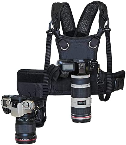 Nicama Dual Camera Strap Multi Carrier Chest Colet com cubos de montagem, coldre lateral e tiras de segurança de
