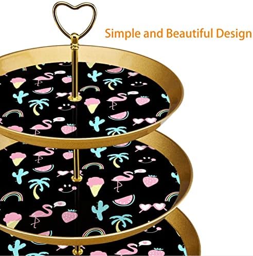 Exibir para pastelaria com 3 bandeja de porção redonda em camadas, objetos Black Pattern Cupcake Tower Tree Tree, Sobremesa