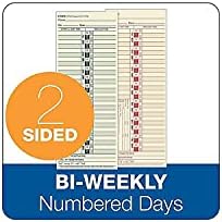 Tops 1275 cartões de relógio de tempo, quinzenalmente, duas laterais, 3-1/2 polegadas x9 polegadas, 500/bx