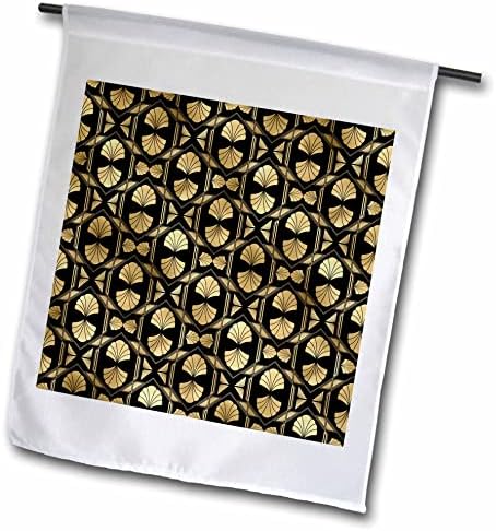 3drose chic Art Deco Imagem de Gold e Black Fan Pattern - Flags