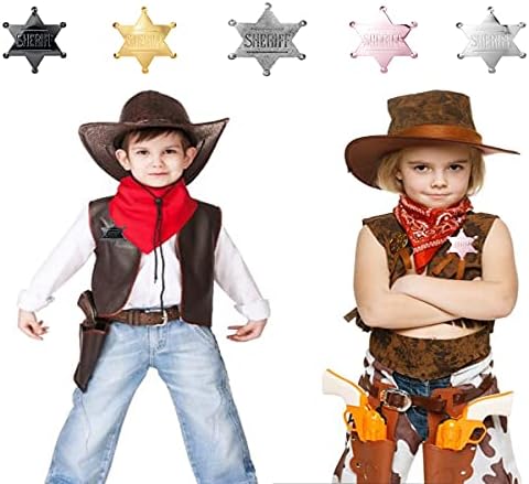 Citches do xerife da marca Xanight, distintivo de xerife de metal para crianças e adultos, distintivo de colete policial ocidental, distintivo de vice -xerife, distintivo de decoração de festa de cowboy