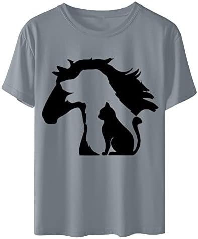 Camisetas de animais kawaii para mulheres de manga curta gato gato gato gráfico relaxado Tops Tees Teen Girl 2023 y4