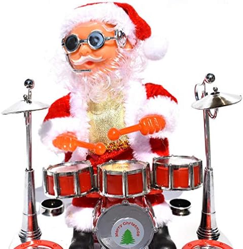 Nuobesty Standing Musical Dancing Drum Papai Noel Claus Figure de Natal Decoração