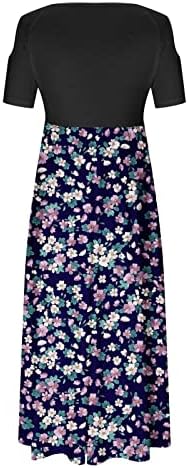 Vestido floral feminino moda moda sexy ombro frio manga curta colheita de goma longa vestido de verão casual maxi vestidos