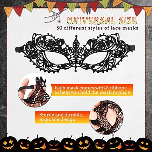 50 peças máscara de renda máscaras venezianas máscaras femininas máscaras flexíveis para mascarada Carnival Ball Birthday